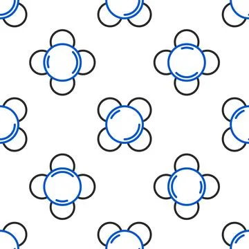 Line Molecule icon isolated seamless pattern on white background. Structure o 스톡 일러스트
