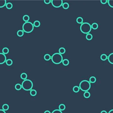Line Molecule icon isolated seamless pattern on blue background. Structure of Stock Illustration