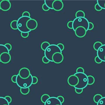 Line Molecule icon isolated seamless pattern on blue background. Structure of Stock Illustration