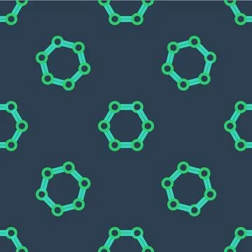 Line Molecule icon isolated seamless pattern on blue background. Structure of Stock Illustration