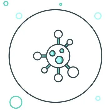 Line Molecule icon isolated on white background. Structure of molecules in .. Stock Illustration