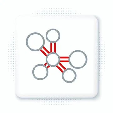 Line Molecule icon isolated on white background. Structure of molecules in ch Stock Illustration