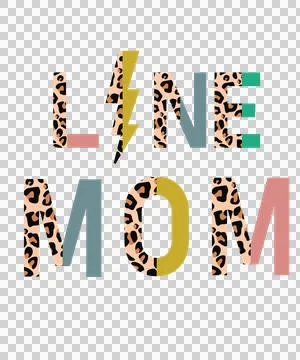 Line Mom Leopard Lightning Bolt L I N silhouette black white Stock Illustration