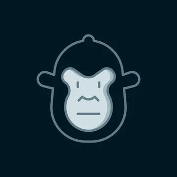 Line Monkey icon isolated on black background. Animal symbol. Flat filled o.. Stock Illustration