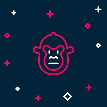 Line Monkey icon isolated on blue background. Animal symbol. Colorful outli.. Stock Illustration