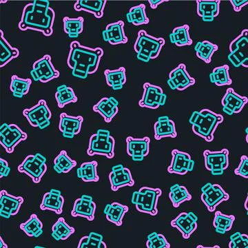 Line Monkey icon isolated seamless pattern on black background. Animal symbol Stockillustratie
