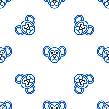 Line Monkey icon isolated seamless pattern on white background. Animal symbol 스톡 일러스트