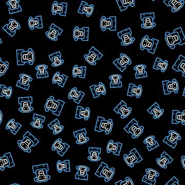 Line Monkey icon isolated seamless pattern on black background. Vector Stock Illustration