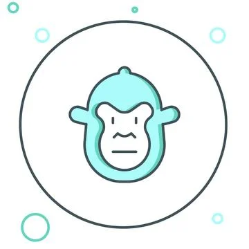 Line Monkey icon isolated on white background. Animal symbol. Colorful outl.. Stock Illustration