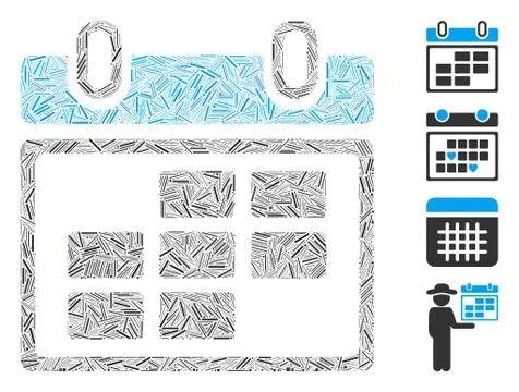 Line Month Calendar Icon Vector Mosaic Illustrazione stock