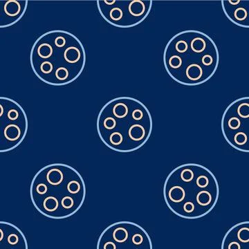 Line Moon icon isolated seamless pattern on blue background.  Vector イラスト素材