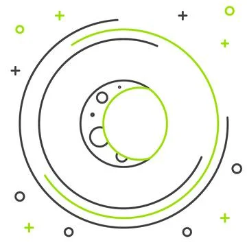 Line Moon icon isolated on white background. Colorful outline concept. Vector Ilustração Stock