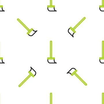 Line Mop icon isolated seamless pattern on white background. Cleaning service Illustrazione stock