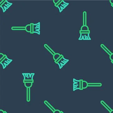 Line Mop icon isolated seamless pattern on blue background. Cleaning service Illustrazione stock