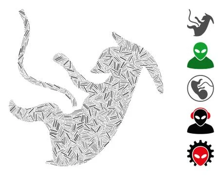 Line Mosaic Alien Embryo 스톡 일러스트