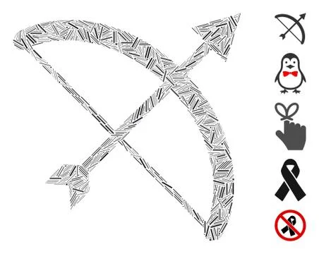 Line Mosaic Archery Bow Icon Illustrazione stock