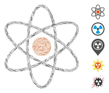 Line Mosaic Atom Icon Illustrazione stock