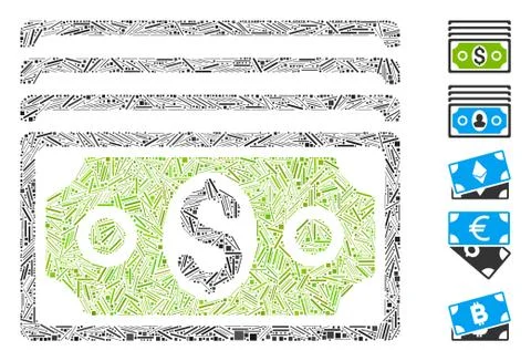 Line Mosaic Banknotes Icon Illustrazione stock