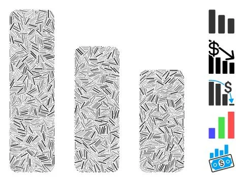 Line Mosaic Bar Chart Decrease 库存插图