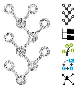 Line Mosaic Binary Tree Icon Stockillustratie