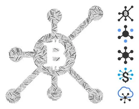 Line Mosaic Bitcoin Full Node Icon Stock Illustration