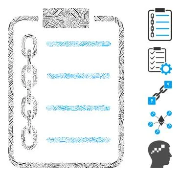 Line Mosaic Blockchain Contract Icon Illustrazione stock