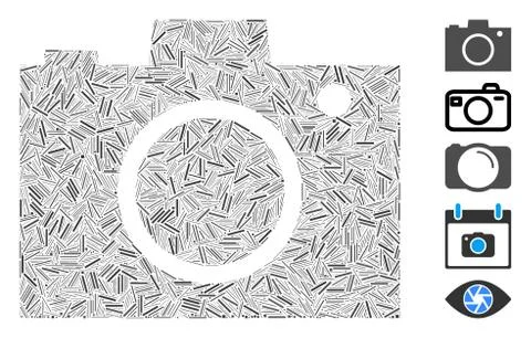 Line Mosaic Camera Icon 스톡 일러스트