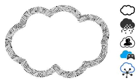 Line Mosaic Cloud Icon Stock Illustration