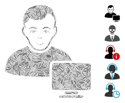 Line Mosaic Computer Administrator Illustrazione stock