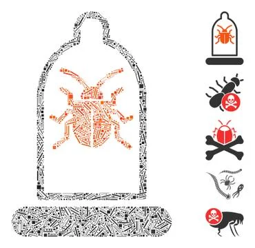 Line Mosaic Condom Bug Icon Stock-Illustration