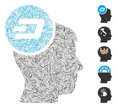 Line Mosaic Dash Idea Head Icon Stock Illustration