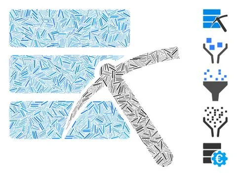 Line Mosaic Data Mining Icon Illustrazione stock