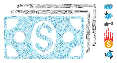 Line Mosaic Dollar Banknotes Icon Stock Illustration
