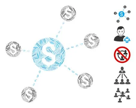 Line Mosaic Dollar Network Nodes Icon Illustrazione stock