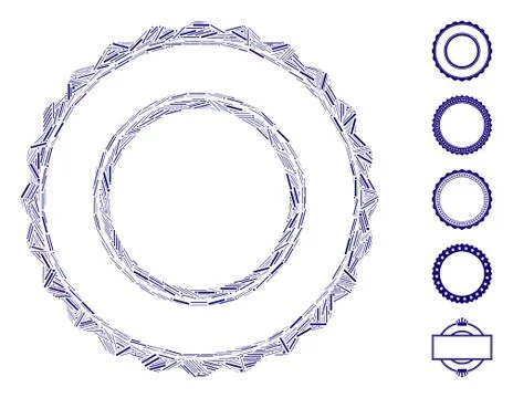 Line Mosaic Double Rosette Circular Frame Stock Illustration