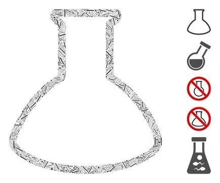 Line Mosaic Empty Rounded Retort Icon Stock Illustration
