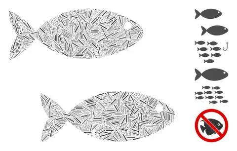 Line Mosaic Fish Pair Icon Ilustração Stock