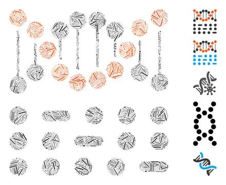 Line Mosaic Genetic Code Icon Stock Illustration