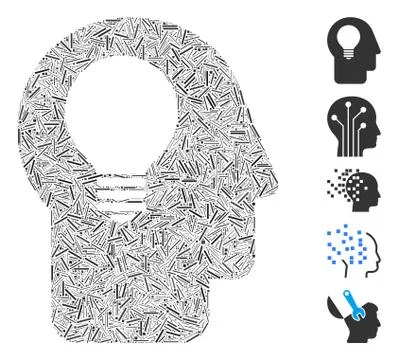 Line Mosaic Head Idea Icon Stock Illustration