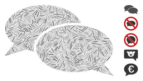 Line Mosaic Message Clouds Icon Stock Illustration
