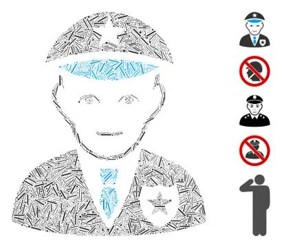 Line Mosaic Policeman Icon Illustrazione stock