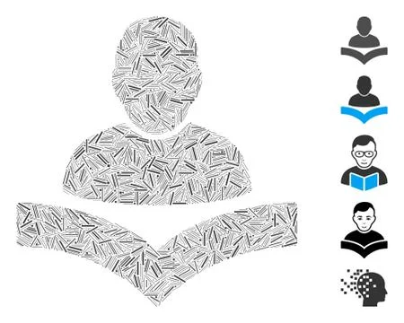 Line Mosaic Reader Boy Stock Illustration