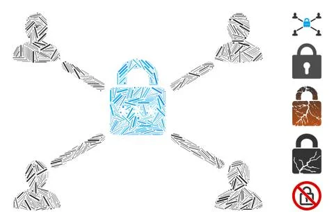 Line Mosaic Secured Lock Relations Icon 스톡 일러스트
