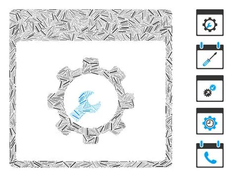 Line Mosaic Setup Tools Calendar Page Icon Stock Illustration