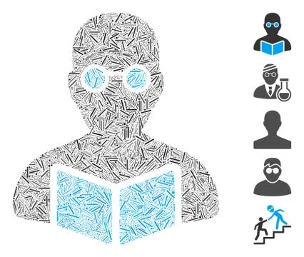 Line Mosaic Student Icon Stock Illustration