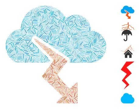 Line Mosaic Thunderstorm Icon Illustrazione stock