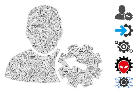 Line Mosaic User Integration Gear Icon Stock-Illustration