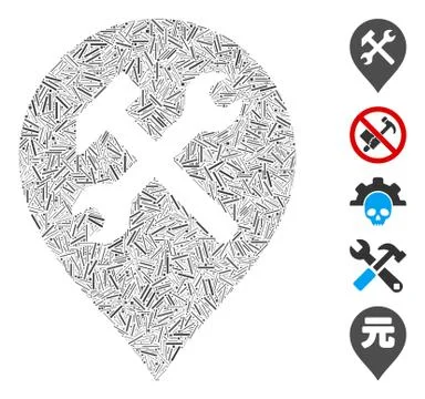 Line Mosaic Workshop Map Marker Icon Ilustración de archivo
