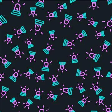 Line Motion sensor icon isolated seamless pattern on black background. Vector Illustrazione stock