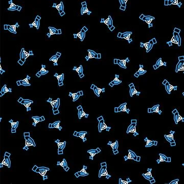 Line Mountains with flag on top icon isolated seamless pattern on black 스톡 일러스트